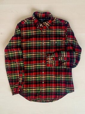 Ralph Lauren Red and Green Plaid Flannel Shirt Size M
